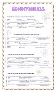 English Worksheet: conditionasl 0-1-2-3