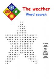 English worksheet: The weather wordsearch