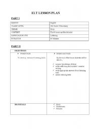 English worksheet: listening lesson plan for high school