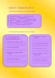 English worksheet: PRESENT SIMPLE PRACTICE