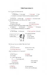 English worksheet: Daily Expressions (1)