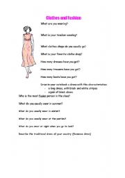 English worksheet: Clothes and fashion questionare