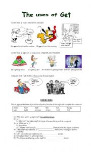 English worksheet: The uses of Get
