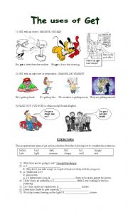 English Worksheet: The uses of Get