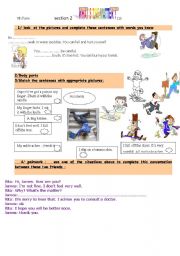 English Worksheet: whats the matter? talking about ailments