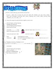 English Worksheet: lets go shopping song