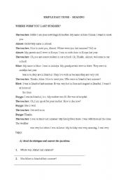 English worksheet: Simple Past Tense - Reading