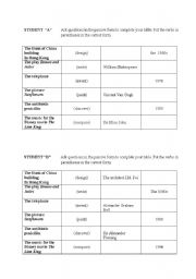 English worksheet: Information gap activity