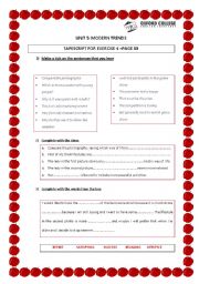 English worksheet: UPSTREAM UPPER INTERMEDIATE- UNIT 5- EX 4- PAGE 89 STS BOOK