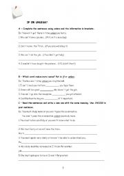 English Worksheet: USING UNLESS