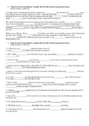 English worksheet: Simple past and past cont 