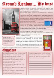 English Worksheet: AROUND LONDON... BY BUS! (Reading comprehension+writing)