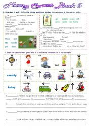 English Worksheet: Muzzy Comes Back 5  - 2 pages-5 exercises