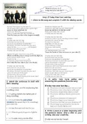 English Worksheet: Song If today was your last day (Nickelback) 