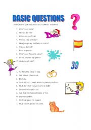 English worksheet: basic questions