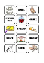 English Worksheet: Cooking Verbs Memory Game (Part1)