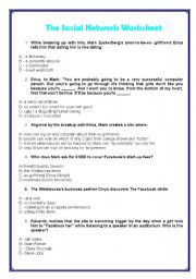 English Worksheet: The social network - movie