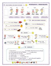 English Worksheet: PERSONAL PRONOUNS