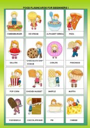 English Worksheet: FOOD FLASHCARDS FOR BEGINNERS I + B&W