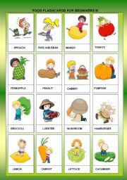 English Worksheet: FOOD FLASHCARDS FOR BEGINNERS III + B&W