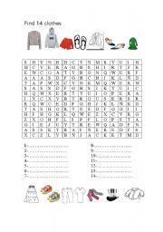 English Worksheet: crossword:  clothes with images