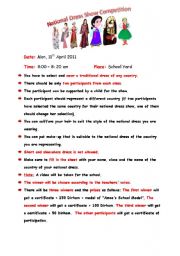 English worksheet: National Dress Show Competition