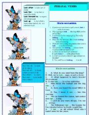 English Worksheet: Phrasal Verbs RUN and LOOK