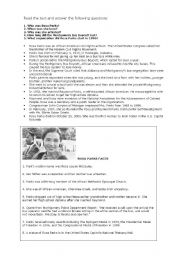 English Worksheet: ROSA PARKS FACTS