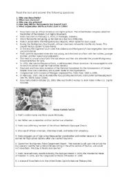 English Worksheet: ROSA PARKS FACTS