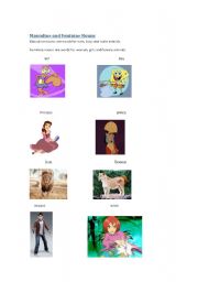 English Worksheet: MASCULINE AND FEMENINE NOUNS