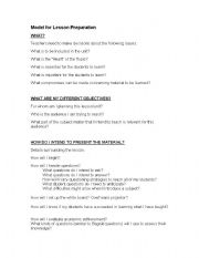 English Worksheet: Enlish Lesson plan