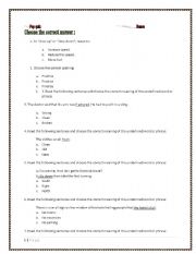 English worksheet: Vocabulary Quiz