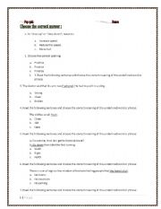 English Worksheet: Vocabulary Quiz