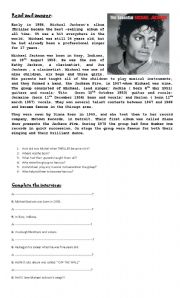 English Worksheet: Michael Jackson 