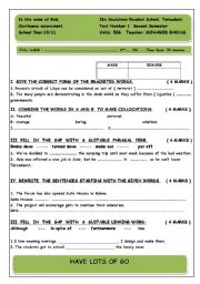 English Worksheet: A QUIZ FOR BAC STUDENTS