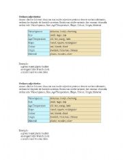 English Worksheet: Adjectije order