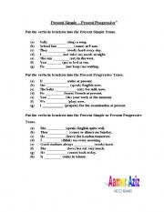 English Worksheet: Present Simple - Present Progressive