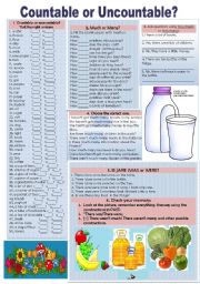 English Worksheet: Countable OR uncountable?