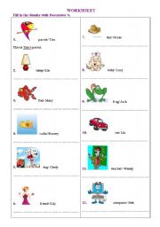 English Worksheet: POSSESSIVE s