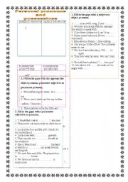 English Worksheet: PERSONAL PRONOUNS AND POSSESSIVES