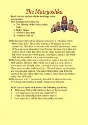 English Worksheet: The History of the Matryoshka