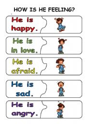 English Worksheet: emotions puzzle pieces