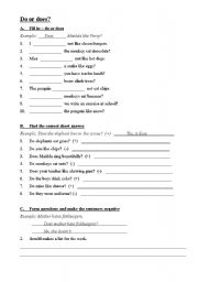 English Worksheet: Do or Does?