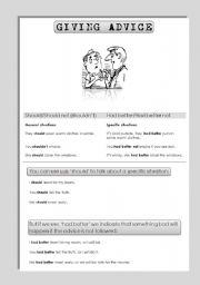 English Worksheet: Giving Advice - should, had better