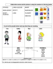 English worksheet: Clothes pattern and adjectives