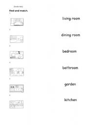 English Worksheet: rooms of the house 