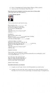 English worksheet: Lucky by Britney Spears