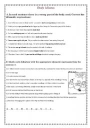 English Worksheet: body idioms