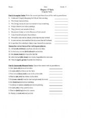 English Worksheet: Language Arts Quiz - Irregular Verbs