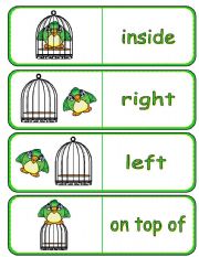 English Worksheet: Where is the Bird Preposition Dominoes  and Memory Cards 1 of 2 (With Poster,  Poem and Drawing Activity)